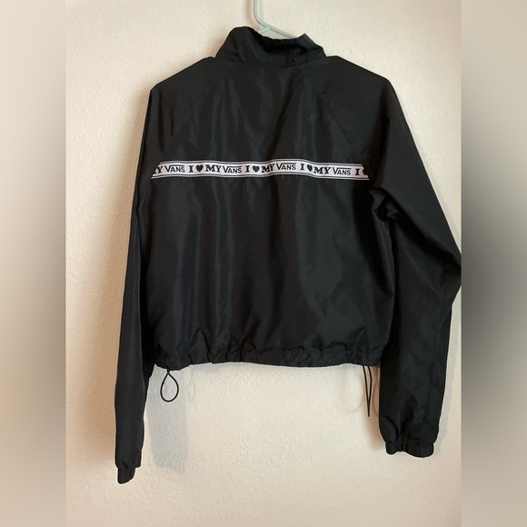 Vans Black Bomber Jacket with High Collar and Drawstring Hem size small - Picture 3 of 4